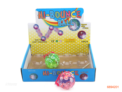 6.5CM FLICKER BOUNCING BALLS,W/3*AG13 BATTERIES,12PCS/DISPLAY BOX