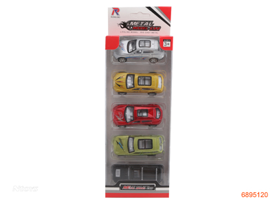 PULL BACK DIE-CAST CAR 5PCS,6ASTD 6COLOUR