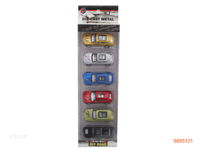 PULL BACK DIE-CAST CAR 6PCS,6ASTD 6COLOUR