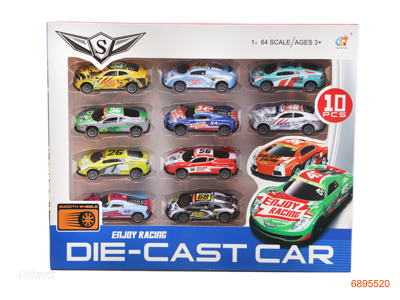 1:64 PULL BACK DIE-CAST CAR 10PCS