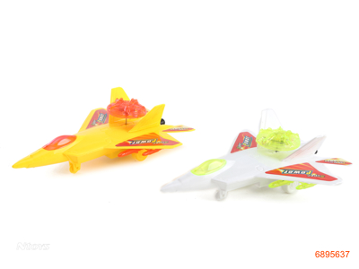 PULL LINE PLANE W/LIGHT/2PCS BUTTON BATTERIES 2COLOUR