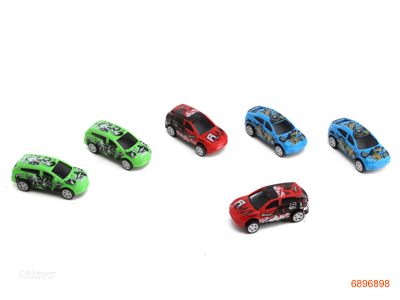 P/B CAR 6PCS 3ASTD 3COLOUR