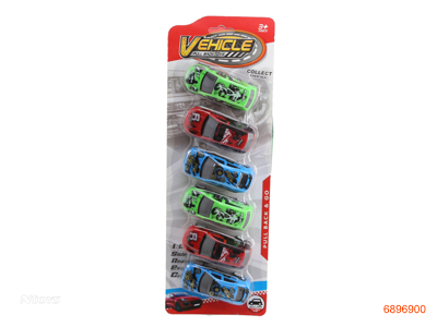 P/B CAR 6PCS 3ASTD 3COLOUR