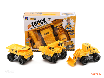 B/O CONSTRUCTION TRUCK,W/LIGHT/MUSIC,W/O 3*3AA BATTERIES,3PCS