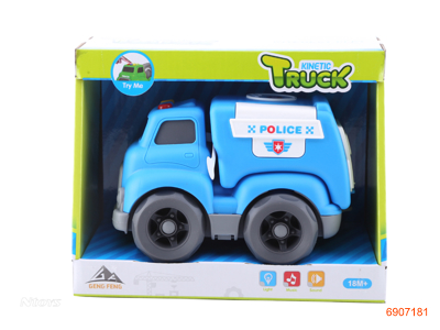 FREE WHEEL POLICE CAR W/LIGHT/MUSIC/3*AG13 BATTERIES