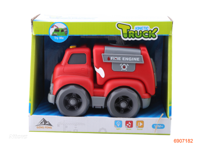 FREE WHEEL FIRE FIGHTING TRUCK W/LIGHT/MUSIC/3*AG13 BATTERIES