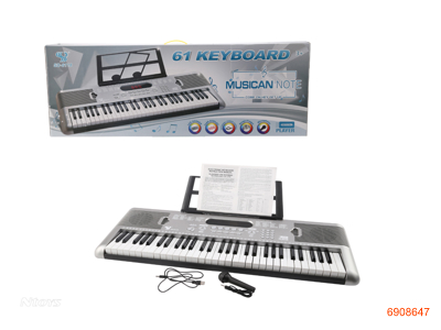 61 KEY ELECTRIC KEYBOARD W/ADAPTER/MICROPHONE/USB CABLE/MUSIC STAND