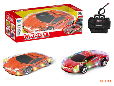 1:18 4CHANNELS R/C CAR W/LIGHT W/O 3*AA BATTERIES IN CAR/2*AA BATTERIES IN CONTROLLER 2COLOURS