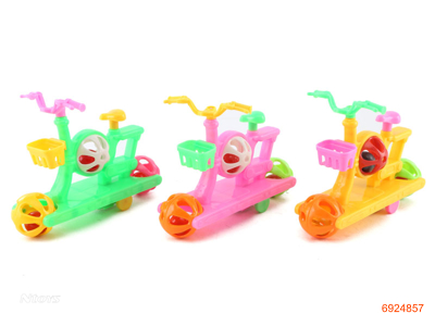 P/B BIKE W/BABY RATTLE 3COLOUR