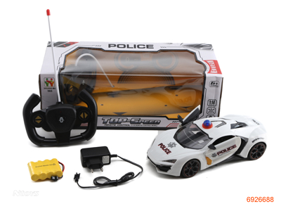 1:18 5CHANNELS R/C POLICE CAR W/LIGHT/4.8V BATTERIES IN CAR/CHARGER W/O 2AA BATTERIES IN CONTROLLER