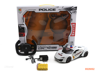 1:18 5CHANNELS R/C POLICE CAR W/LIGHT/4.8V BATTERIES IN CAR/CHARGER W/O 2AA BATTERIES IN CONTROLLER