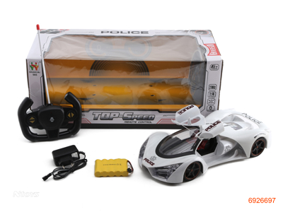 1:14 5CHANNELS R/C POLICE CAR W/LIGHT/6V BATTERIES IN CAR/CHARGER W/O 2AA BATTERIES IN CONTROLLER