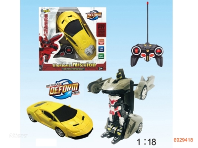 1:18 6CHANNELS R/C TRANSFORMER CAR W/O 3AA BATTERIES IN CAR,2AA BATTERIES IN CONTROLLER,2COLOURS