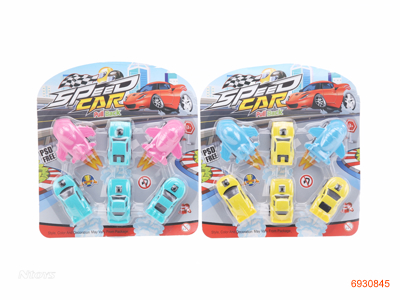 P/B CAR 4PCS W/PLANE 2PCS 2COLOUR