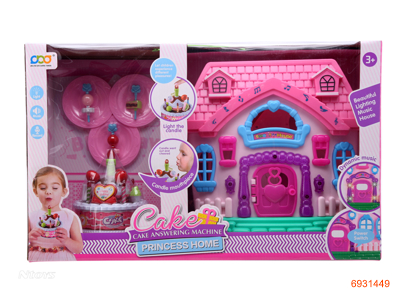 CAKE SET W/VILLA W/LIGHT/MUSIC/RECORDING W/O 3*AA BATTERIES