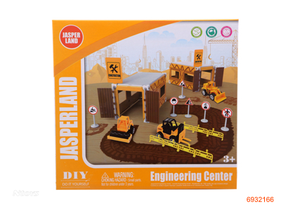 DIY CONSTRUCTION SET,W/1PCS FREE WHEEL DIE-CAST CONSTRUCTION TRUCK,4ASTD