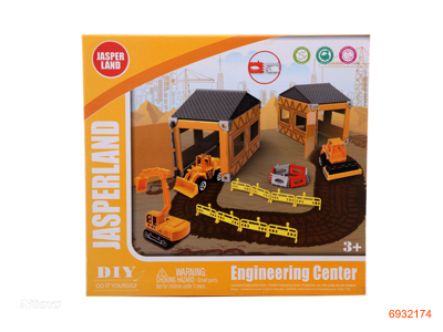 DIY CONSTRUCTION SET,W/1PCS FREE WHEEL DIE-CAST CONSTRUCTION TRUCK,4ASTD