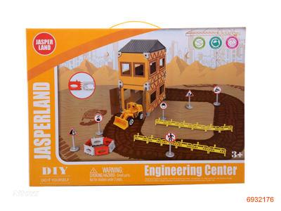 DIY CONSTRUCTION SET,W/1PCS FREE WHEEL DIE-CAST CONSTRUCTION TRUCK,4ASTD