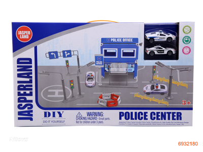 DIY CONSTRUCTION SET,W/2PCS DIE-CAST PATROL WAGON,4ASTD