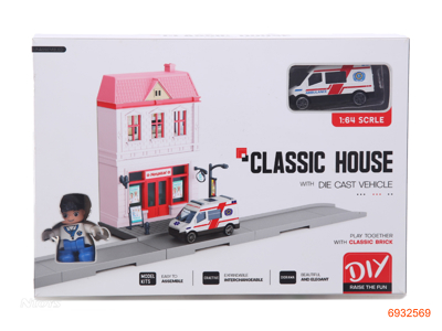 DIY VILLA SET W/DIE-CAST CAR