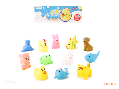 VINYL ANIMAL W/BB WHISTLE 12PCS