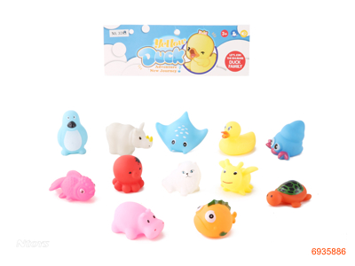 VINYL ANIMAL W/BB WHISTLE 12PCS