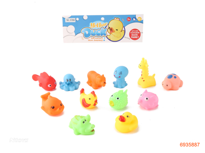 VINYL ANIMAL W/BB WHISTLE 12PCS