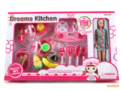 KITCHEN SET W/DOLL.22PCS