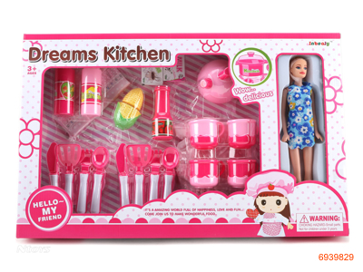 KITCHEN SET W/DOLL.27PCS