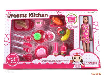 KITCHEN SET W/DOLL.27PCS