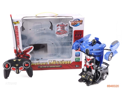 1:18 6CHANNELS R/C TRANSFORMER CAR W/O 3AA BATTERIES IN CAR,2AA BATTERIES IN CONTROLLER,2COLOURS