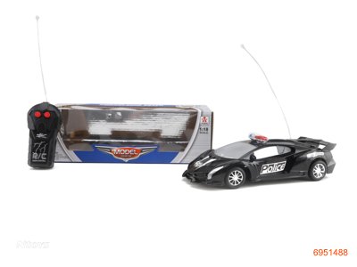 1:18 2CHANNELS R/C POLICE CAR,W/O 3AA BATTERIES IN CAR,2AA BATTERIES IN CONTROLLER.2COLOUR