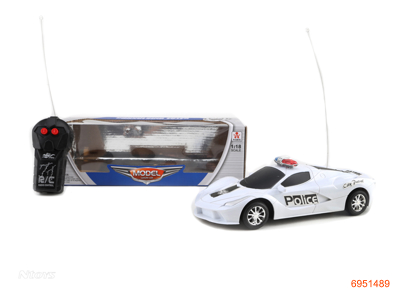 1:18 2CHANNELS R/C POLICE CAR,W/O 3AA BATTERIES IN CAR,2AA BATTERIES IN CONTROLLER.2COLOUR