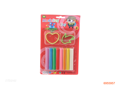 8COLOUR PLASTICINE W/2PCS TOOL