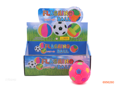 10CM FOOTBALLS W/FLICKER/WHISTLE 6PCS/DISPLAY BOX W/3*AG10 BATTERIES IN EACH BALL