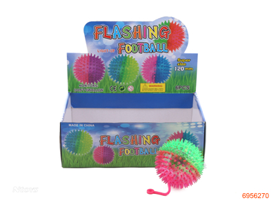 12CM BALLS W/FLICKER/WHISTLE/ROPE 6PCS/DISPLAY BOX W/3*AG10 BATTERIES IN EACH BALL