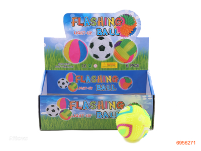 10CM BALLS W/FLICKER/WHISTLE 6PCS/DISPLAY BOX W/3*AG10 BATTERIES IN EACH BALL