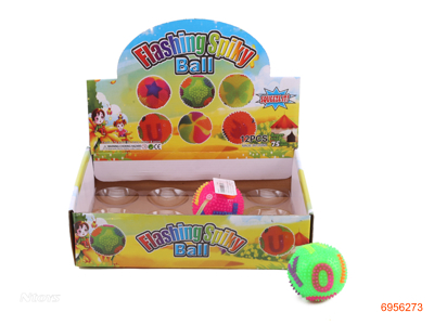 7.5CM BALLS W/FLICKER/WHISTLE/ROPE 12PCS/DISPLAY BOX W/3*AG10 BATTERIES IN EACH BALL