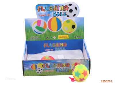 7.5CM BALLS W/FLICKER/WHISTLE/ROPE 12PCS/DISPLAY BOX W/3*AG10 BATTERIES IN EACH BALL