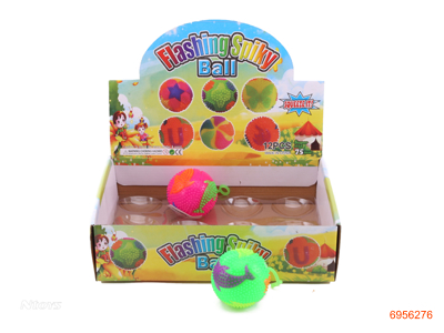 7.5CM BALLS W/FLICKER/WHISTLE/ROPE 12PCS/DISPLAY BOX W/3*AG10 BATTERIES IN EACH BALL