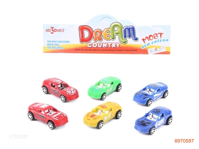 P/B CAR 6PCS 4ASTD 4COLOUR