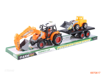 F/P CONSTRUCTION ENGINE TRUCK W/CAR 2ASTD 2COLOUR