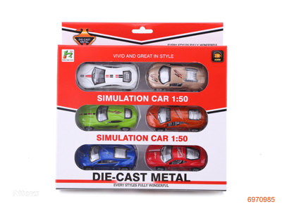 PULL BACK DIE-CAST CAR 6PCS 6ASTD 6COLOUR