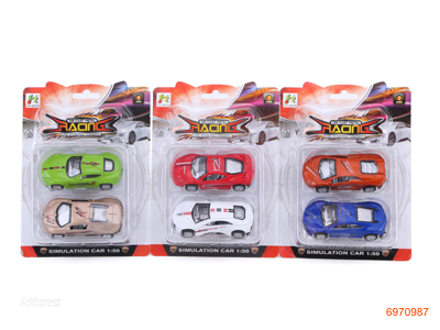 PULL BACK DIE-CAST CAR 2PCS 6ASTD 6COLOUR