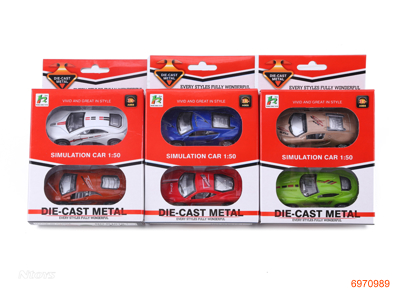 PULL BACK DIE-CAST CAR 2PCS 6ASTD 6COLOUR