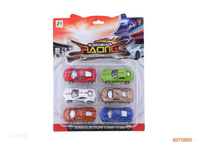 PULL BACK DIE-CAST CAR 6PCS 6ASTD 6COLOUR