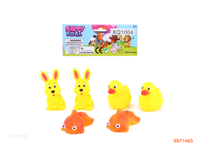 WATER PLAY ANIMALS W/WHISTLE 6PCS