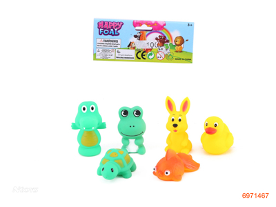 WATER PLAY ANIMALS W/WHISTLE 6PCS