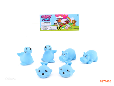 WATER PLAY ANIMALS W/WHISTLE 6PCS