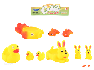 WATER PLAY ANIMALS W/WHISTLE 3PCS/BAG 3ASTD